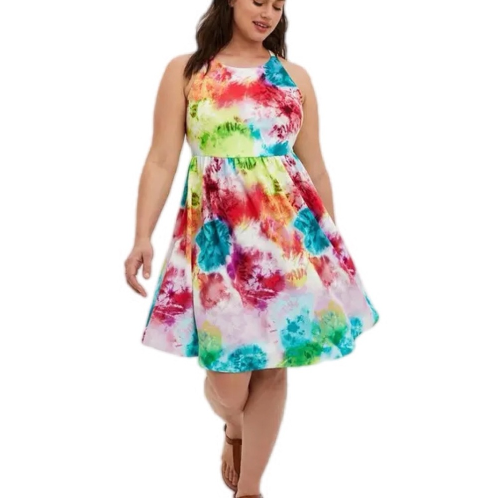 torrid Multicolor Tie-Dye Fit & Flare Dress